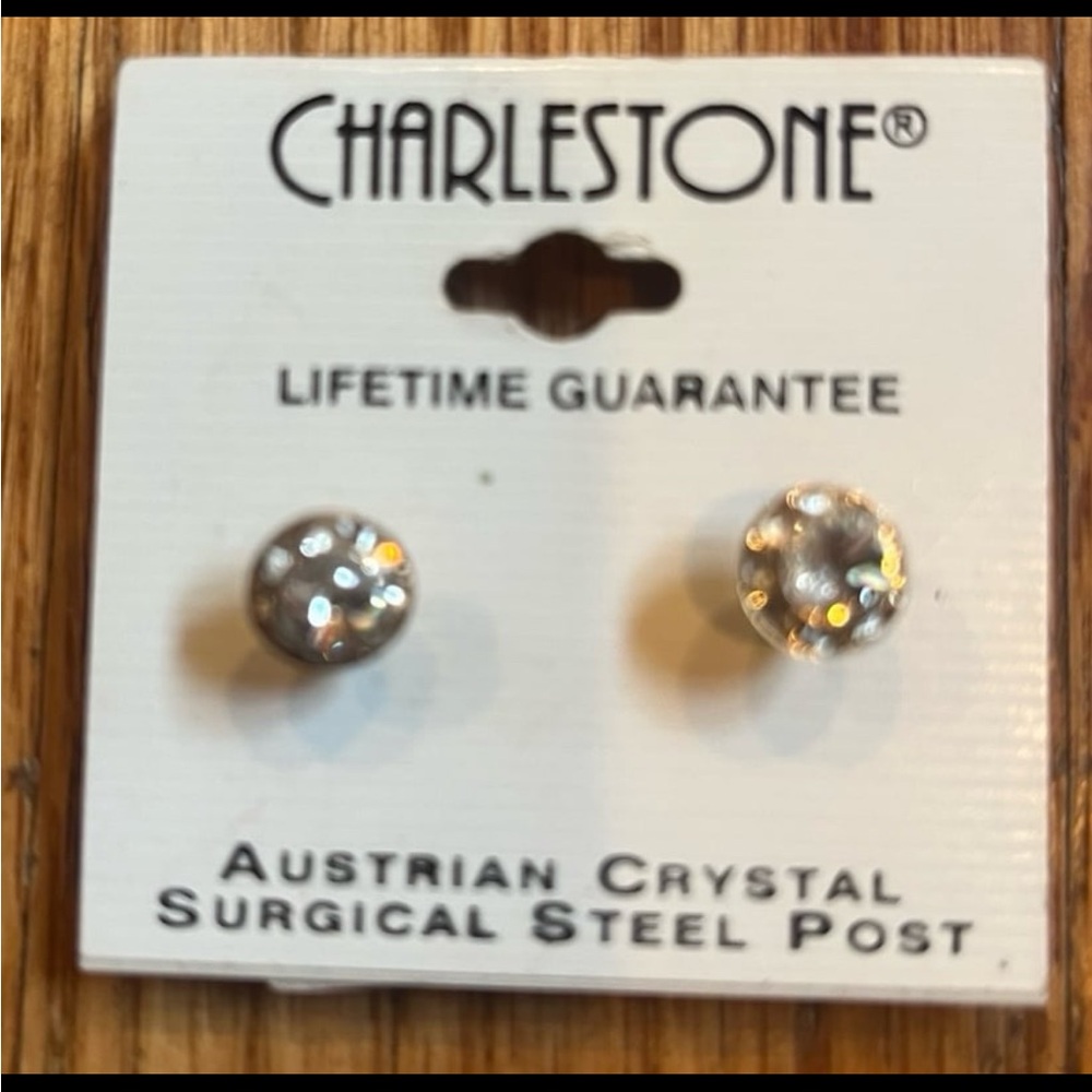 Charlestone Austrian Crystal Stud Earrings - unisex. New.